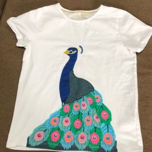 Mini Boden Girls Tee with Peacock Appliqué